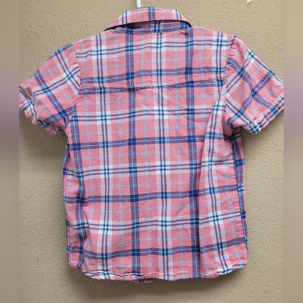 Kids Short-Sleeve Pink Plaid Button-Up Shirt - Picture 2 of 4